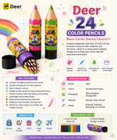 Deer 24 Color Pencils in Pencil-Shaped Storage Box – Premium Coloring Set for Kids & Students