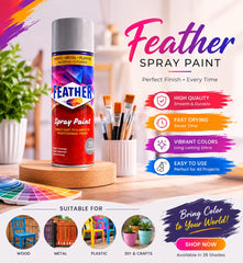 Feather Premium Spray Paint - Fast Dry for Wood, Metal & Plastic(400ml)
